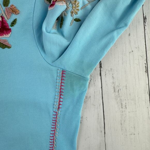 VTG Twisted Heart Blue Y2K Floral Embroidered Sequin Full Zip Jacket Size Medium - Picture 9 of 14